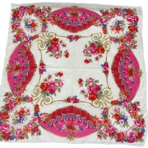 Giovanni Valentino Italy Square Scarf Floral Baroque Print 18.5”